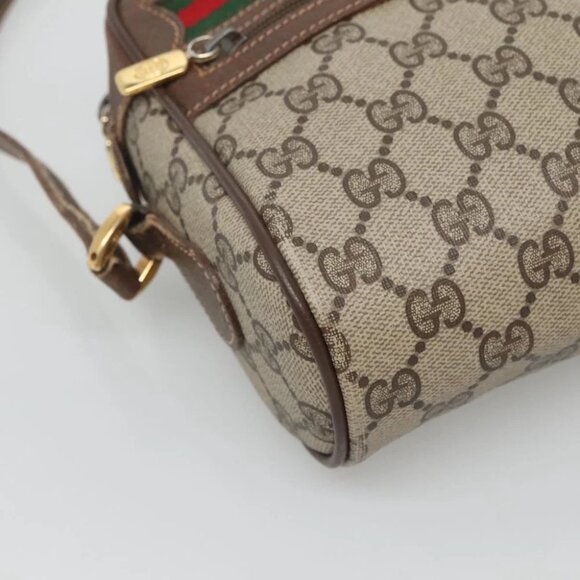 GUCCI GG Supreme Web Sherry Line Bag PVC Beige Gold 56 02 087 Auth ar13365 - Picture 12 of 16